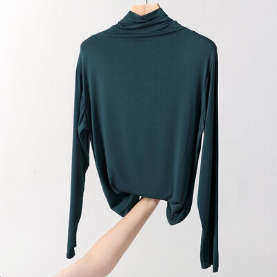 

Fashion Women Mock Turtleneck Tops T-shirt Long Sleeves Solid Stretch Elegant Spring Tees Shirts Pullovers Plus Size Casual Tops
