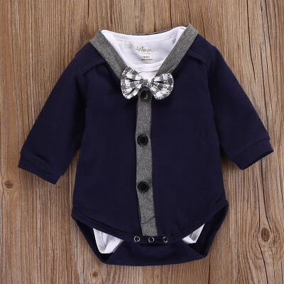 

Newborn Infant Baby Boy Gentleman 2Pcs Romper Cardigans Jumpsuit Sweatshirt Oitfits