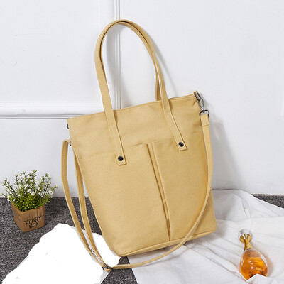 

Tailored Fashion Girls Canvas Solid Color Multi-Pocket Shoulder Bag Messenger Bag