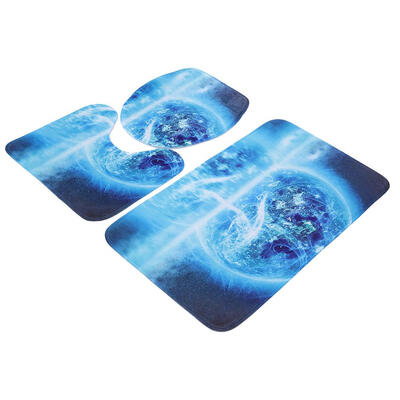 

Greensen 3Pcs Starry Sky Printed Non-Slip Shower Bathroom Mat Pedestal Rug Toilet Lid Cover Set Toilet Mat Toilet Seat Rug