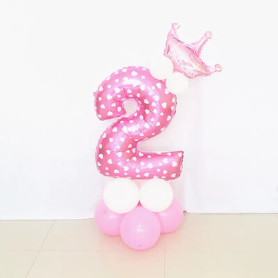 

FUNNYBUNNY Mix set 30" Numbers 0-9 pink&Blue Typ foil balloons Birthday Party balloons Pink With Crown Shape