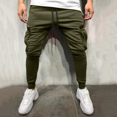 

Tailored Fashion Mens Slim Pure Color Pocket Bandage Casual Sweatpants Drawstring Pant