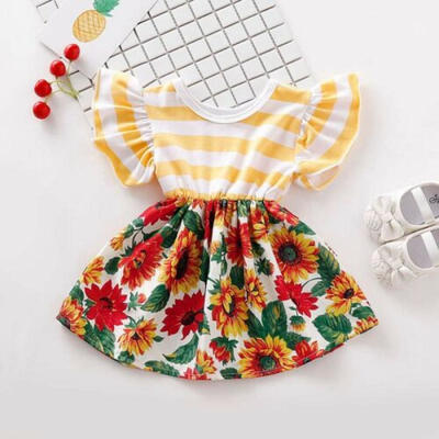 

Toddler Kid Baby Girls Floral Casual Summer Dress Princess Tutu Dresses Sundress