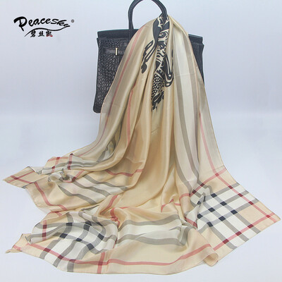

Spring&summer new European&American fashion wild scarf carriage lattice high-grade soft silk sunscreen scarf shawl
