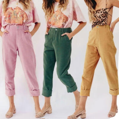 

Fashion Women Pencil Stretch Casual Long Pants High Waist Solid Trousers