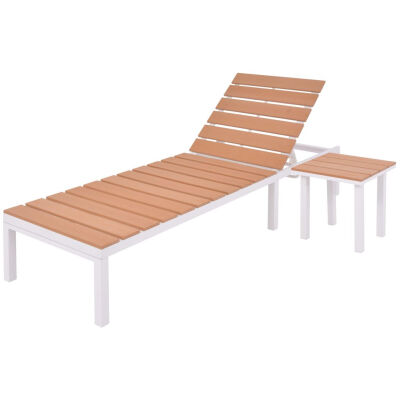 

Sun Lounger with Table Aluminium WPC&Brown