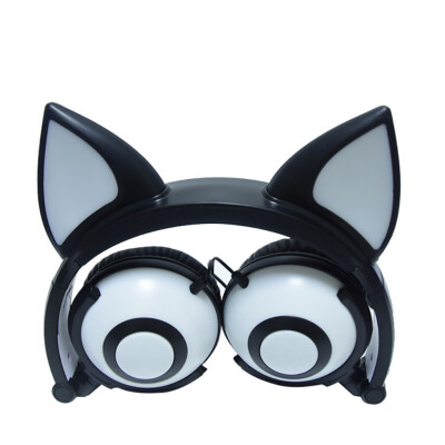 

Cartoon cut cat fox ear glowing child s Foldable Flashing Glowing cat ear s Headset Earphone