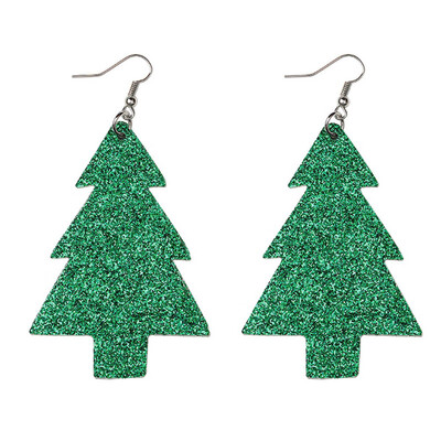 

Christmas Double-sided Artificial Leather Earrings Teardrop Xmas Tree Dangle
