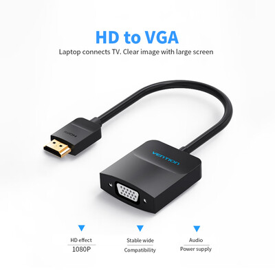 

VENTION HD to VGA Adapter 1080P Video Converter Connector Cable for PC Laptop TV Projector Black