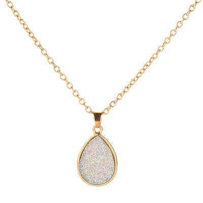 

Women Simple Water-drop Shape Shiny Surface Resin Pendant Necklace Jewelry Gift