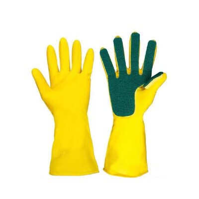 

Home Dish Washing Cleaning Gloves Scrub Kitchen Dishwashing Sponge Rubber Finger Scouring Gloves for Household