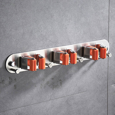 

Racks Stainless Steel Mop Holder Wall Mounted Hooks Brush Broom Hanger Clip