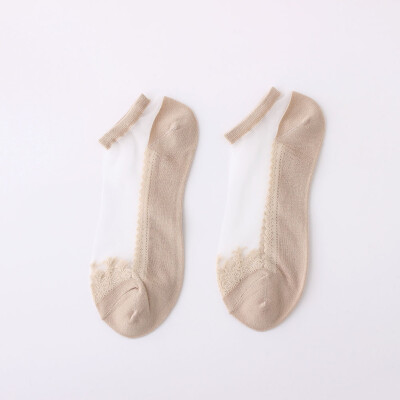 

NEW Women Cute Ultrathin Transparent Crystal Silk Lace Elastic Short Ankle Socks