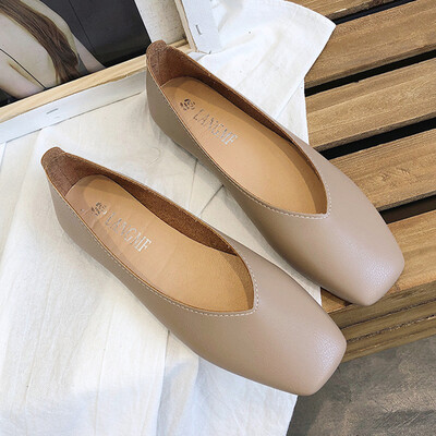 

Fangtou Flat-soled Grandma Shoes Retro-vintage Spring Korean Version Leisure Shoes