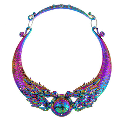 

Vintage Necklace Carved Peacock Collar Necklaces