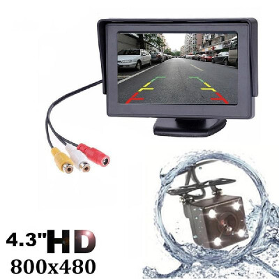 

43in TFT LCD Car Rear View Backup Monitor Cam CCD Sensor Parking Camcorder LED Night Vision Camera Kit