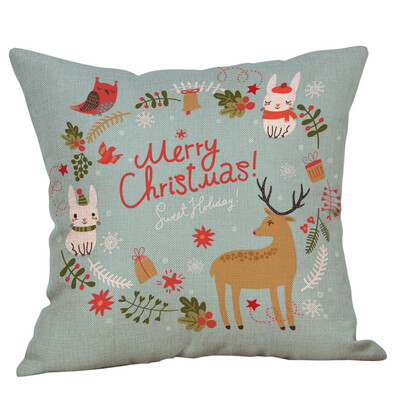 

Siaonvr Merry Christmas Pillow Cases Cotton Linen Sofa Cushion Cover Home Decor