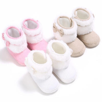 

Newborn Kids Baby Girls Snow Shoes Winter Soft Sole Prewalker Crib Plush Boots