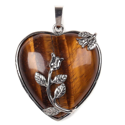 

Heart Flower Natural Quartz Crystal Gem Pendant Chain Women Magic Vogue