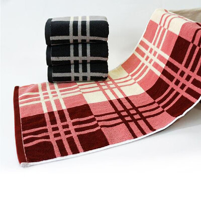

1Pcs Face Towel Cotton Classic Simple Check Pattern Comfy Home Washing Towel 7335cm