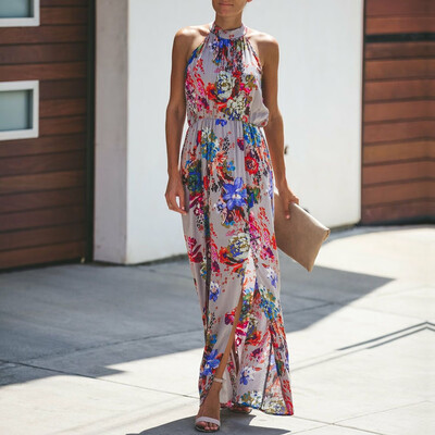 

Womens Floral Print Boho Dress Ladies Evening Party Long Maxi Dress Dresses New