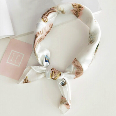 

Silk Scarf Women Spring Summer Retro Scarf Multicolor Head Scarf Stripe Design Print Kerchief