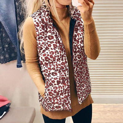 

Tailored Women Leopard Sleeveless Pullover Blouse Open Front Jacket Coat Long Outerwear