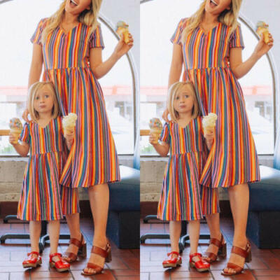 

Family Dress Mother&Daughter Matching Floral Womens Girls Long Maxi Dresses