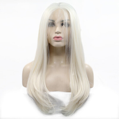 

Amazing Star Lace Frontal Wigs Straight Hair Blonde Color Middle Part Hand Tied Synthetic Hair Wigs