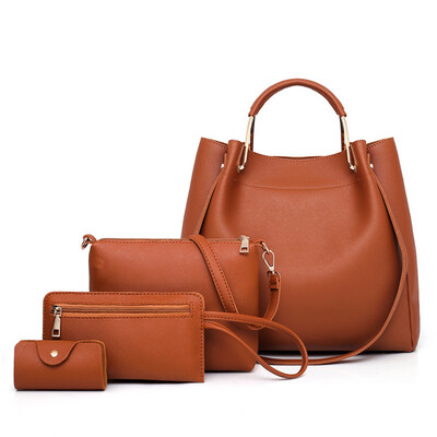 

Tailored Fashion Womens Trend Four-Piece Solid Color Leather Shoulder Bag Handbag