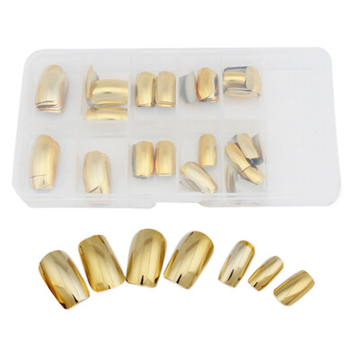 

Toponeto 1Set70pcs Metal Shiny Acrylic UV Gel Golden False Nail Art Design Tips