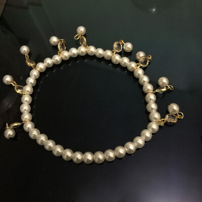 

Europe&the United States fringed pearl handmade jewelry summer hot retro sweet pearl beaded crystal elastic anklet