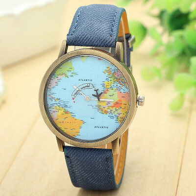 

Womens Watches Best Sellers Globe Travel Map Denim Watch Minimalism Feminino Reloj Mujer Staat Zegarki Damskie Kadin Clock