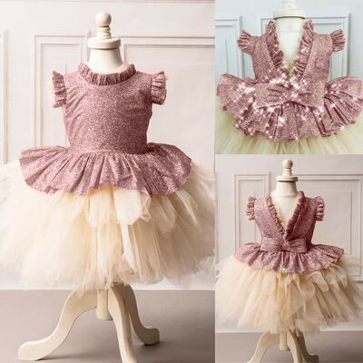 

Fancy Newborn Baby Flower Pageant Princess Dress Girl Wedding Party Tutu Dress