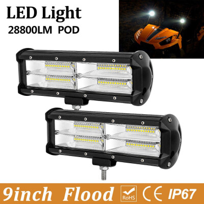 

2pcs 9" inch LED Light Bar 288W Pods Offroad Fog Driving Flood for Jeep Trucks Pickup