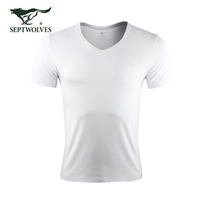 

Seven wolves vest mens short-sleeved base T-shirt mens stretch cotton Slim business casual summer bottoming shirt 98714 white