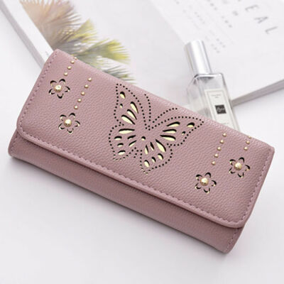 

New Style Women Wallets Fashion Ladies Women Hollow Out PU Leather Clutch Purse Wallet Long Card Holder Hasp Fashion Hot 2019