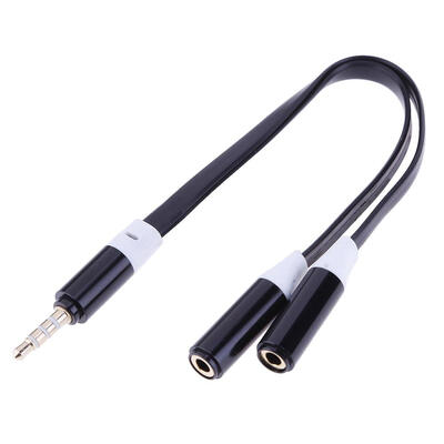 

2 in 1 Metal 35mm To 35mm Wire Splitter AUX Audio Flat Cable Cord
