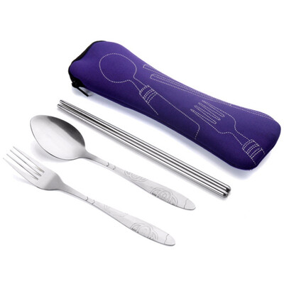

Portable Stainless Steel Cutlery Set Tableware Set With Cloth Bag Lunch Tools Set Hot Sale Dinnerware Sets Lightweight Outdoor