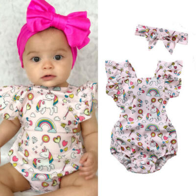 

Newborn Baby Girls Unicorn Romper Bodysuit Jumpsuit Sunsuit Outfits Clothes Set