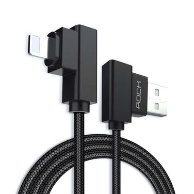 

ROCK Lock Double Head  Shape Apple USB Data Cable Creative Nylon Braid Lightning USB Data Cable-1m