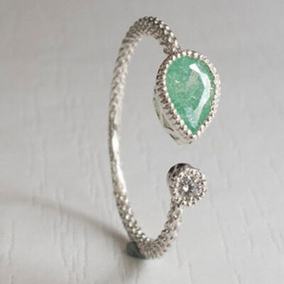

Selling 925 Genuine Solid Sterling Turquoise Diamond Open Ring Adjustable Stacking Rings Wedding Jewelry