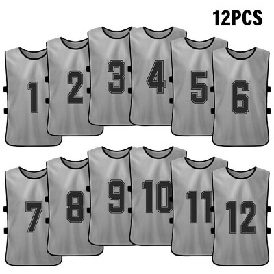 

12 PCS Adults Soccer Pinnies Quick Drying Football Team Jerseys Youth Sports Scrimmage Soccer Team Training Numbered Bibs Practice