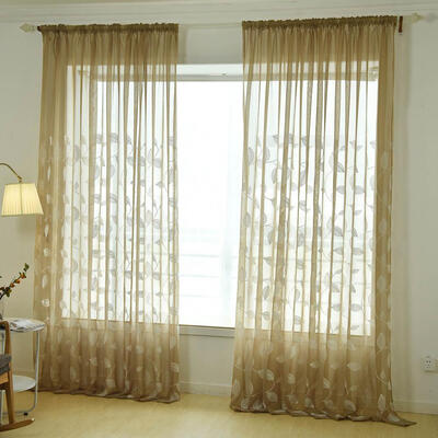 

Embroidery Leaves Tulle Curtains Home Window Screening Voile Sheer Curtain