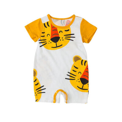 

Newborn Baby Cute Cartoon Print Rompers Boys Summer Round Neck Jumpsuits