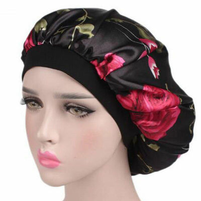 

Women Satin Night Sleep Cap Hair Bonnet Hat Silk Head Cover Wide Elastic Band