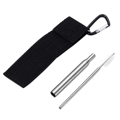 

Portable Stainless Steel Telescopic Drinking Straw For Travel Reusable Collapsible Metal Drinking Straw With Bag And Brush Set