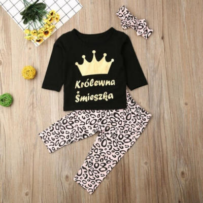 

Princess Kids Baby Girl Clothes Tops T-ShirtLeopard Leggings Trousers Outfit