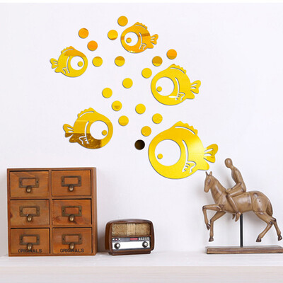 

Gobestart Bubble Fish Bathroom Acrylic Mirrored Decorative Sticker Wall Art Mirror