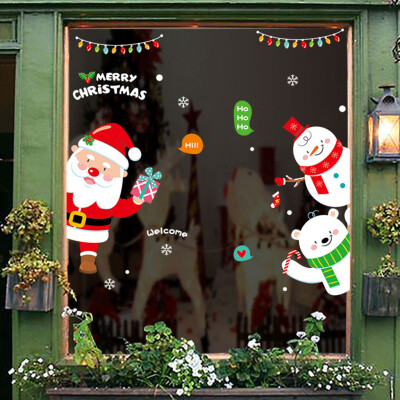 

Siaonvr Cartoon Snowman Santa Window Sticker Christmas Gift Home Decor Sticker